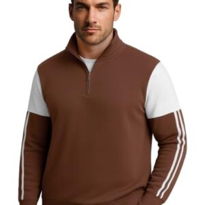 tripe half zipper solid sweatshirt for men (medium)
